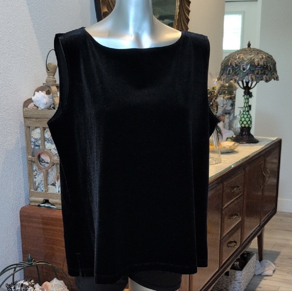 Chico's Black Velvet Look Sleeveless Tank Top